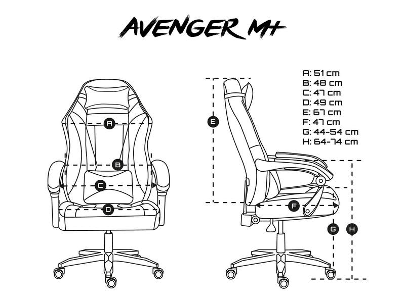 CHAISE GAMING AVENGER M+ NOIR-BLANC FURY